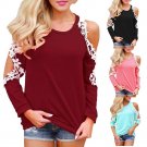 Women Off Shoulder Lace Top Long Sleeve Blouse Ladies Casual Tops Shirt