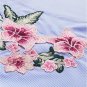 Blue Striped Floral Lantern Sleeve Blouse V-Neck Belted Wrap Crop Top 2018 Summer Women Sexy Slim Fi