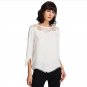 White Contrast Lace Sheer Blouse Solid Round Neck Top 2018 Spring Women Office Ladies Chiffon Blouse