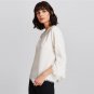 White Contrast Lace Sheer Blouse Solid Round Neck Top 2018 Spring Women Office Ladies Chiffon Blouse