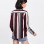 Vertical Striped Curved Hem Shirt Elegant Long Sleeve Autumn Blouse With Button Women Casual OL Styl