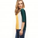 Color Block Elbow Sleeve Blouse Women Patchwork Boat Neck Top 2017 Autumn Fashion Office Lady Casual