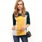 Color Block Elbow Sleeve Blouse Women Patchwork Boat Neck Top 2017 Autumn Fashion Office Lady Casual
