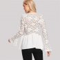 V-Neck Asymmetrical Ruffle Hem Blouse Flare Sleeve Floral Top 2018 Spring Women OL Work Elegant Blou