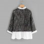 Contrast Frill Trim Patchwork Tweed Blouse 2017 Color Block Long Sleeve Ruffle Blouse Women Casual F