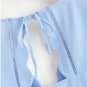 Blue V-Neck Ladder Lace Detail Scallop Blouse Solid Cut Out Short Sleeve Top 2018 Summer Women Work 