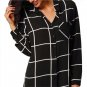 Black and White Plaid Blouse Collar Button Regular Fit Top 2018 Spring Office Ladies Women Long Slee