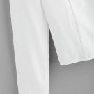 White Womens Shirts Plain Ruffle Women Top Symmetrical Flounce Trim Keyhole Back Elegant Round Neck 