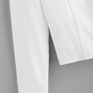 White Womens Shirts Plain Ruffle Women Top Symmetrical Flounce Trim Keyhole Back Elegant Round Neck 