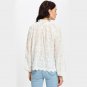 Frilled Neck Scallop Hem Applique Embroidered Boho Blouse Women Long Sleeve Elegant Top 2017 Vintage
