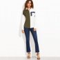 Female Color Block Lapel with Pocket Long Sleeve Tops Women Patchwork Shirt Business Wear Blouse