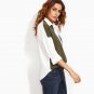 Female Color Block Lapel with Pocket Long Sleeve Tops Women Patchwork Shirt Business Wear Blouse