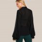 Black Chiffon Blouses Long Sleeve Sweet Bow Tie Neck Women Sheer Shirt Office Fall 2017 Fashion Eleg