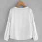 White Hollow Out Lace Panel Peplum Boho Blouse Ladies Round Neck Long Sleeve Cute Top 2017 Casual Bl