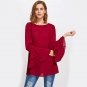 Burgundy Tiered Flare Sleeve Tunic Blouse Autumn Round Neck Long Sleeve Ruffle Casual Top Women\'s E