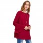 Burgundy Tiered Flare Sleeve Tunic Blouse Autumn Round Neck Long Sleeve Ruffle Casual Top Women\'s E