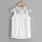 Lace Chiffon Blouse White Hollow Out Bow Tie Open Back Women Tops 2017 Ladies Elegant Cap Sleeve Blo