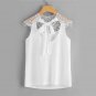 Lace Chiffon Blouse White Hollow Out Bow Tie Open Back Women Tops 2017 Ladies Elegant Cap Sleeve Blo