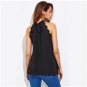 Black Scallop Trim Self Tie Halter Blouse With Bow 2017 Ladies Sleeveless Plain Top Summer Work Wear