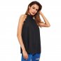 Black Scallop Trim Self Tie Halter Blouse With Bow 2017 Ladies Sleeveless Plain Top Summer Work Wear