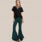 Black Mesh Cut Out Flounce Tunic Blouses 2017 Summer Short Sleeve Plain Tops Women\'s Work Wear Casu