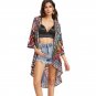 Multicolor Geometric Kimono One-Size Loose Kimono 2018 Summer Women Vacation Long Kimono