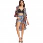 Multicolor Geometric Kimono One-Size Loose Kimono 2018 Summer Women Vacation Long Kimono