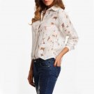 Office Ladies White Lapel Long Sleeve Buttons Front Sheer Tops Fashion Women Tops 2016 Newest Blouse