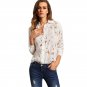 Office Ladies White Lapel Long Sleeve Buttons Front Sheer Tops Fashion Women Tops 2016 Newest Blouse