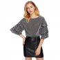 Pearl Beading Tiered Flare Sleeve Glitter Women Blouse 2017 Half Ruffle Sleeve Elegant Top Ladies Bl