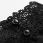 Long Sleeve Peplum Blouse Black Stand Collar Lace Panel See Through Ruffle Hem Top Women Sheer Elega