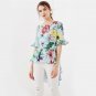 Tropical Hi-Lo Blouse Ruffle Tie Back Tops 2017 Women Random Print Elegant Summer Tops New Cute Casu