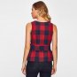 Belted Red Plaid Shell Blouse For Ladies Summer Round Neck Sleeveless Casual Peplum Blouse 2017 Wome