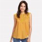 Round Neck Sleeveless Cut Out Blouse Keyhole Back Daisy Lace Shoulder Shell Plain Top Women Casual B