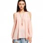 Cold Shoulder Blouses Women Pink Raglan Sleeve Casual Sexy Summer Tops New Fashion Cute Basic Cut O