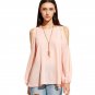 Cold Shoulder Blouses Women Pink Raglan Sleeve Casual Sexy Summer Tops New Fashion Cute Basic Cut O