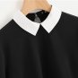 Contrast Collar And Hem Scalloped Women Blouses 2017 Color Block Long Sleeve Elegant Tops Ladies Wor