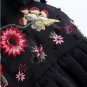 Embroidery Blouse Women Black Floral Pleated Hem Ruffle Trim Summer Tops Casual Sleeveless Cute Baby