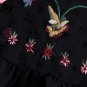 Embroidery Blouse Women Black Floral Pleated Hem Ruffle Trim Summer Tops Casual Sleeveless Cute Baby