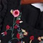 Embroidery Blouse Women Black Floral Pleated Hem Ruffle Trim Summer Tops Casual Sleeveless Cute Baby