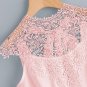 Round Neck Sleeveless Plain Blouse Pink Lace Yoke Bow Tie Open Back Knot Top For Ladies Women Elegan