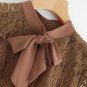 Casual Eyelash Lace OL Blouse Women Tie Neck Bow Stand Collar Long Sleeve Plain Top 2018 Spring Eleg