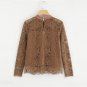Casual Eyelash Lace OL Blouse Women Tie Neck Bow Stand Collar Long Sleeve Plain Top 2018 Spring Eleg