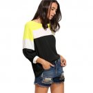 Patchwork Chiffon Blouse Color Block Lantern Sleeve Tops 2017 Autumn Tunic Women Tops New Elegant Ca