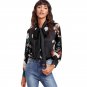 Black Flower Print Self Tie Bow Satin Blouse Women Long Sleeve Tunic Blouse Autumn 2017 Elegant Work
