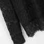 Spring Long Sleeve Blouse Black Tie Neck Bow Eyelash Lace Plain Shirt Women Stand Collar Elegant OL