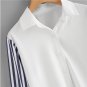 Colorblock Striped Sleeve Tie Detailed Blouse Button Long Sleeve Top 2018 Spring Women OL Work Blous