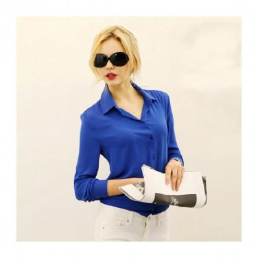 Women Chiffon Shirt Spring Summer Womens New Long-sleeve Chiffon Shirt Blouse Large Size Loose Offic