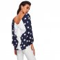 Bow Back Polka Dot Loose Blouse Women Navy Boat Neck Long Sleeve Sexy Blouse 2017 Casual Blouse For
