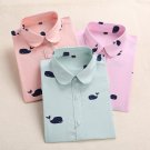 Dioufond New Women Print Blouse Fashion Cartoon Tops Floral Printed Shirt Long Sleeve Shirts Female 